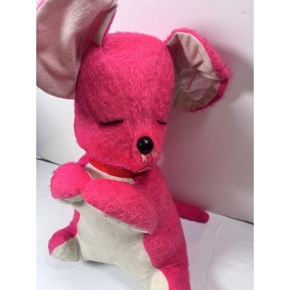 Vintage Moray Toy M Galapo Pink Mouse Plush 18" Stuffed‎ Animal Christmas Mouse